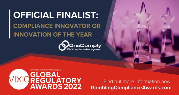 OneComply a Finalist for VIXIO Gambling Compliance award for Compliance Innovator or Innovation of the Year!